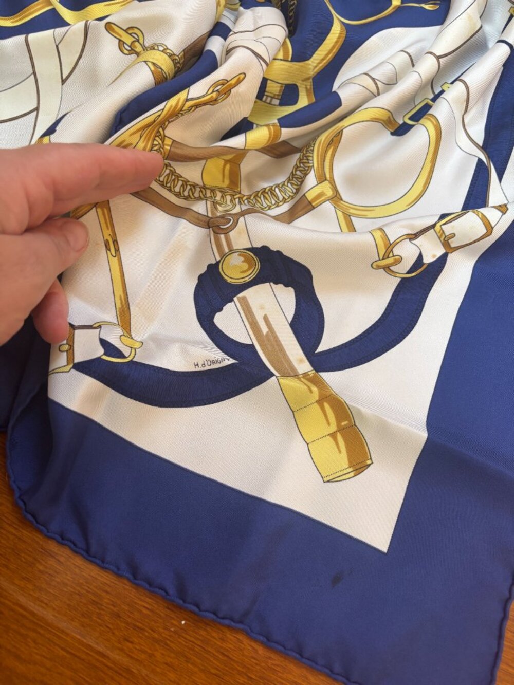 Auth HERMES Carre 90 Sellier Eperon d'Or Scarf Blue/White/Multicolor - Picture 8 of 14